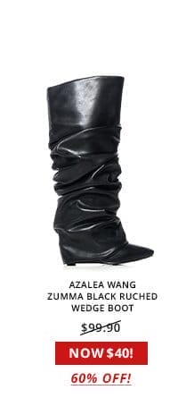 AZALEA WANG ZUMMA BLACK RUCHED WEDGE BOOT