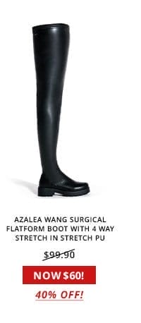 AZALEA WANG SURGICAL FLATFORM BOOT WITH 4 WAY STRETCH IN STRETCH PU