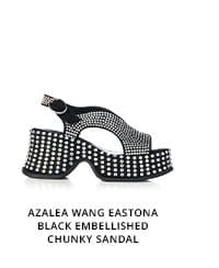 AZALEA WANG EASTONA BLACK EMBELLISHED CHUNKY SANDAL