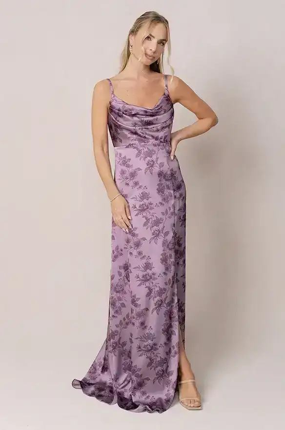 Image of Ember Satin Floral Print Dress | Made To Order