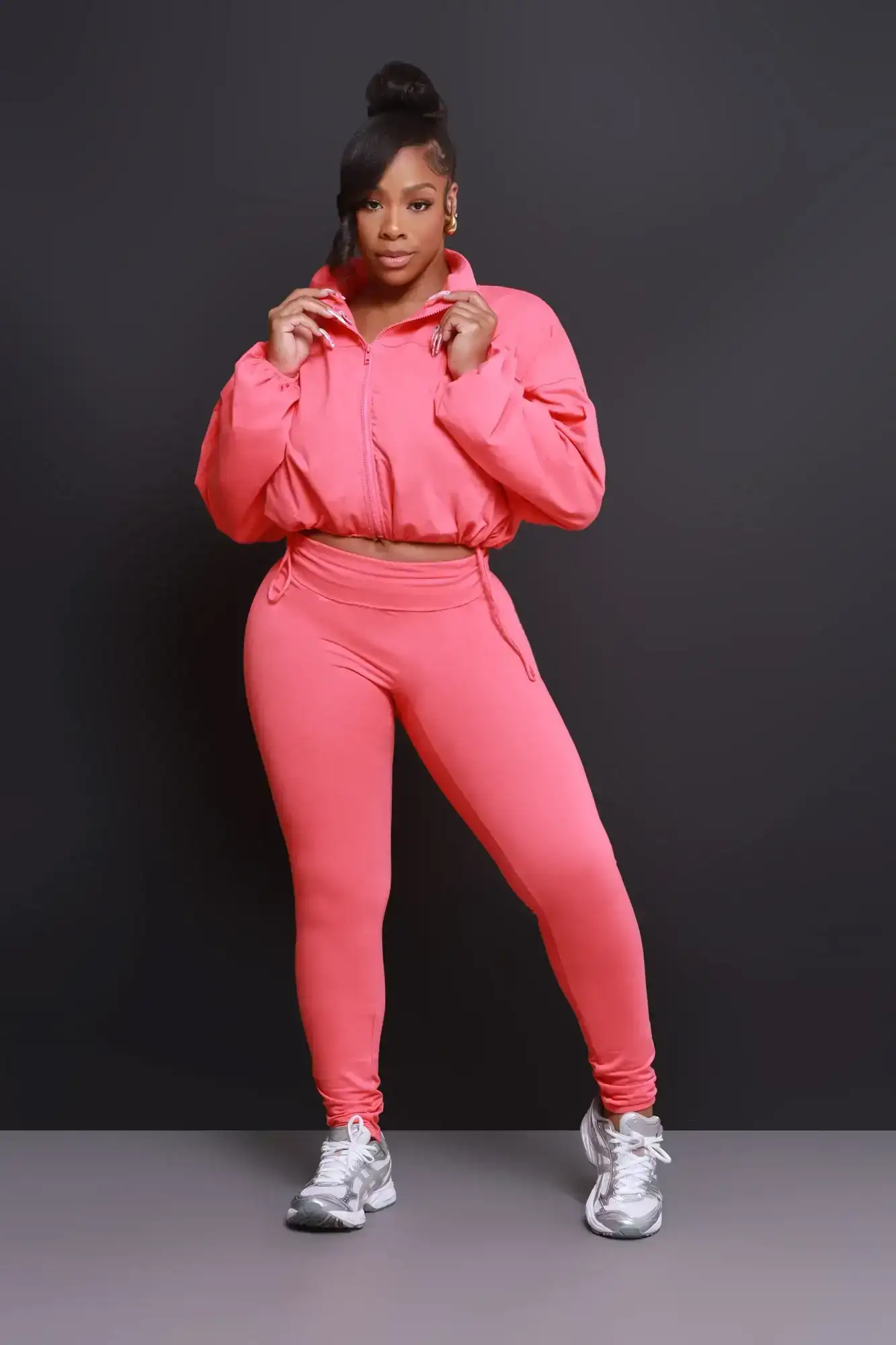 Image of Cued Up Cropped Legging Set - Coral