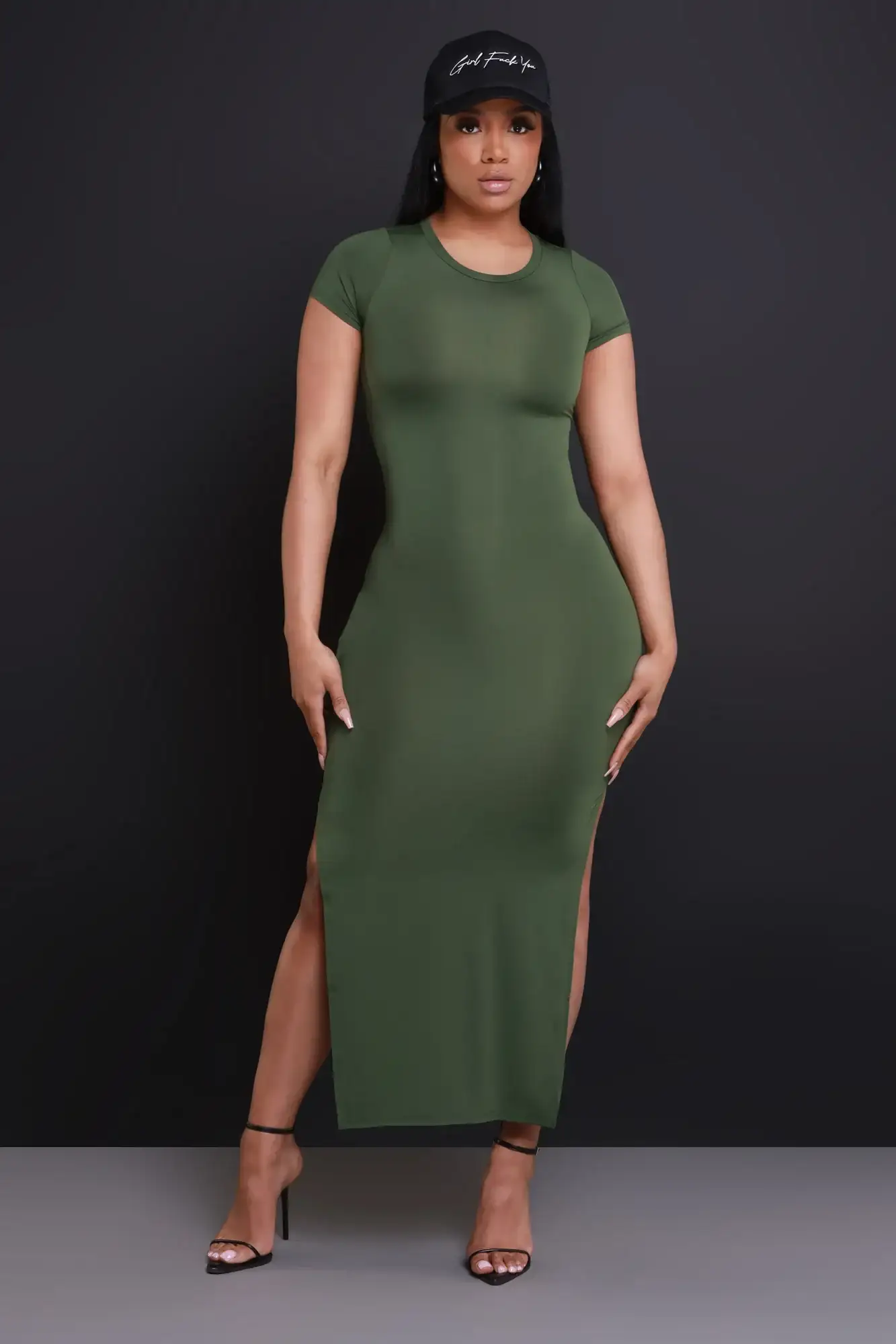 Image of Curtain Call Short Sleeve Maxi Dress - Olive