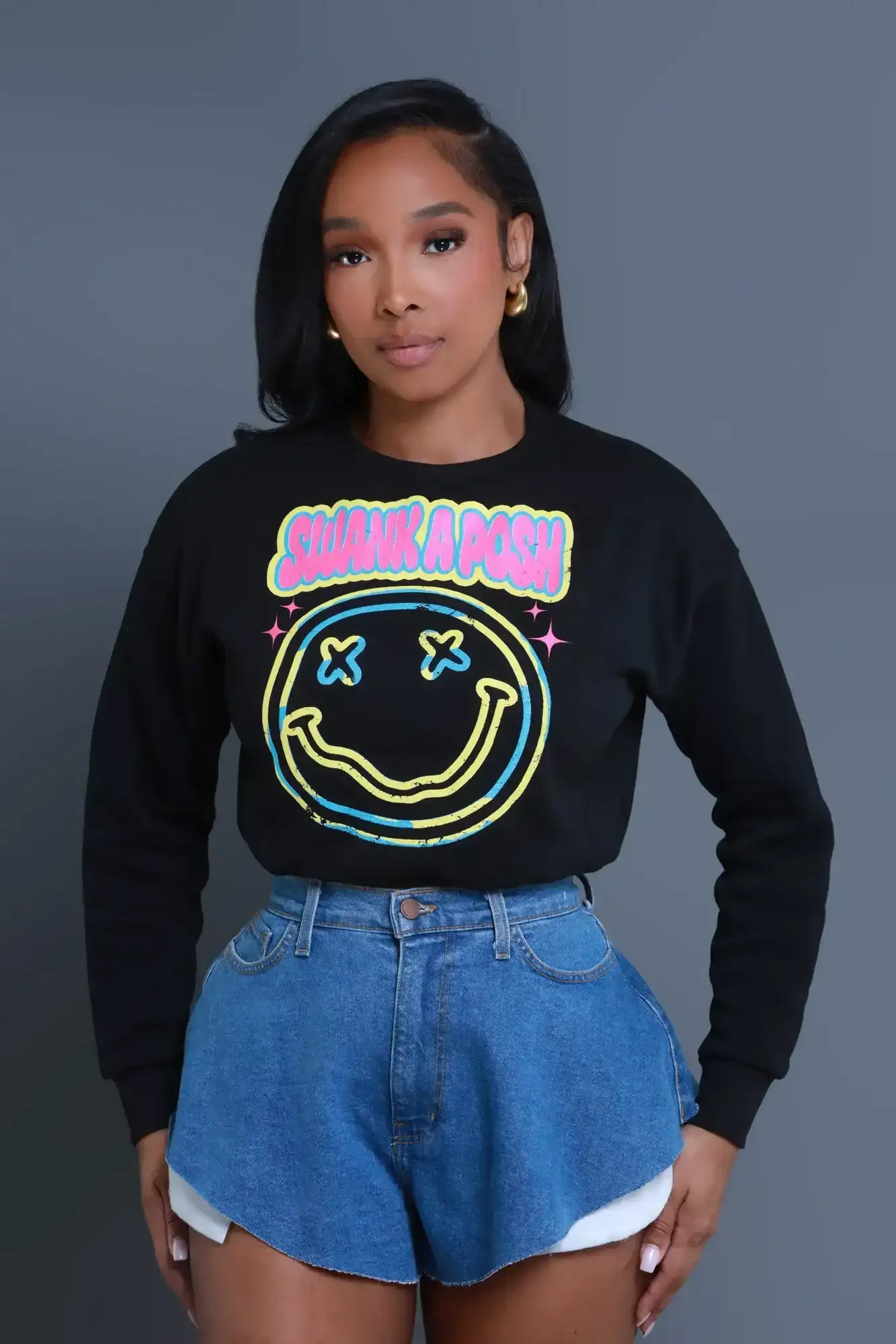 Image of Smile Back Logo Graphic Sweatshirt - Black