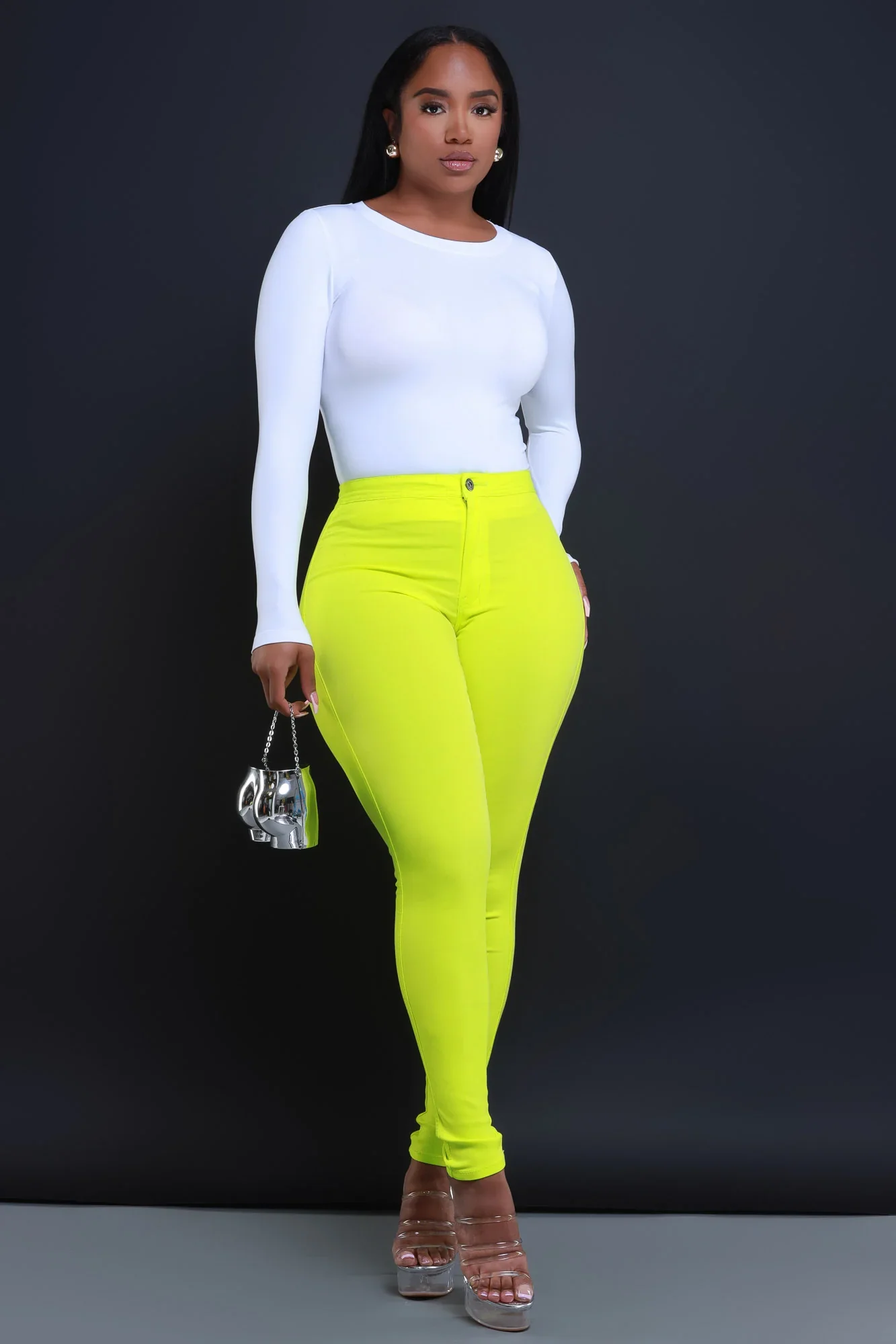 Image of Super Swank High Waist Stretchy Jeans - Neon Yellow