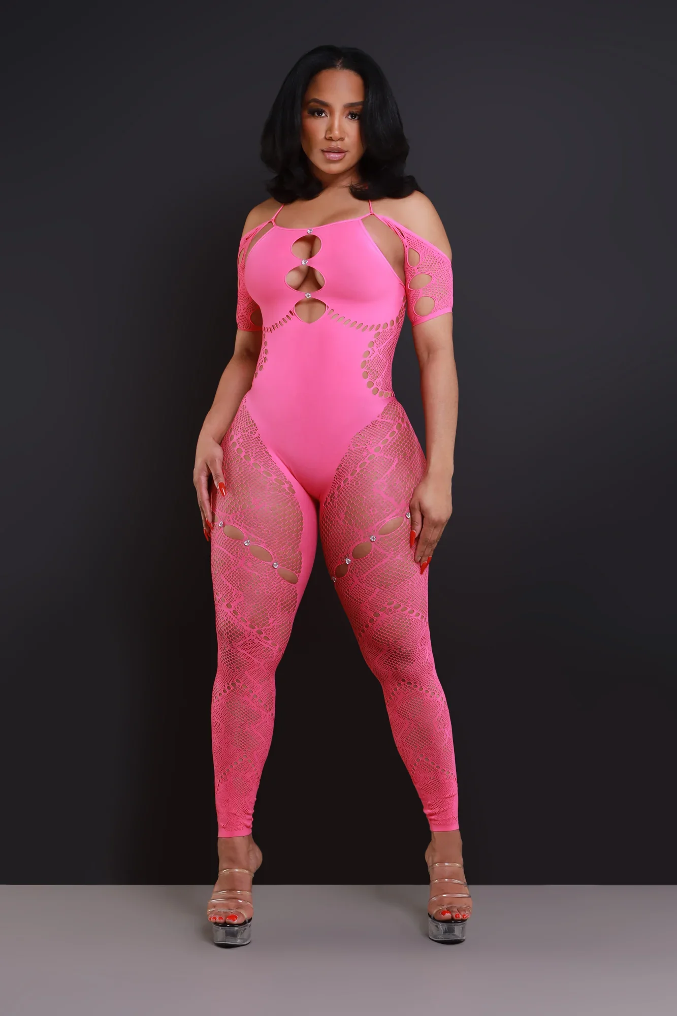 Image of Baby Girl Laser Cut Seamless Halter Jumpsuit - Pink