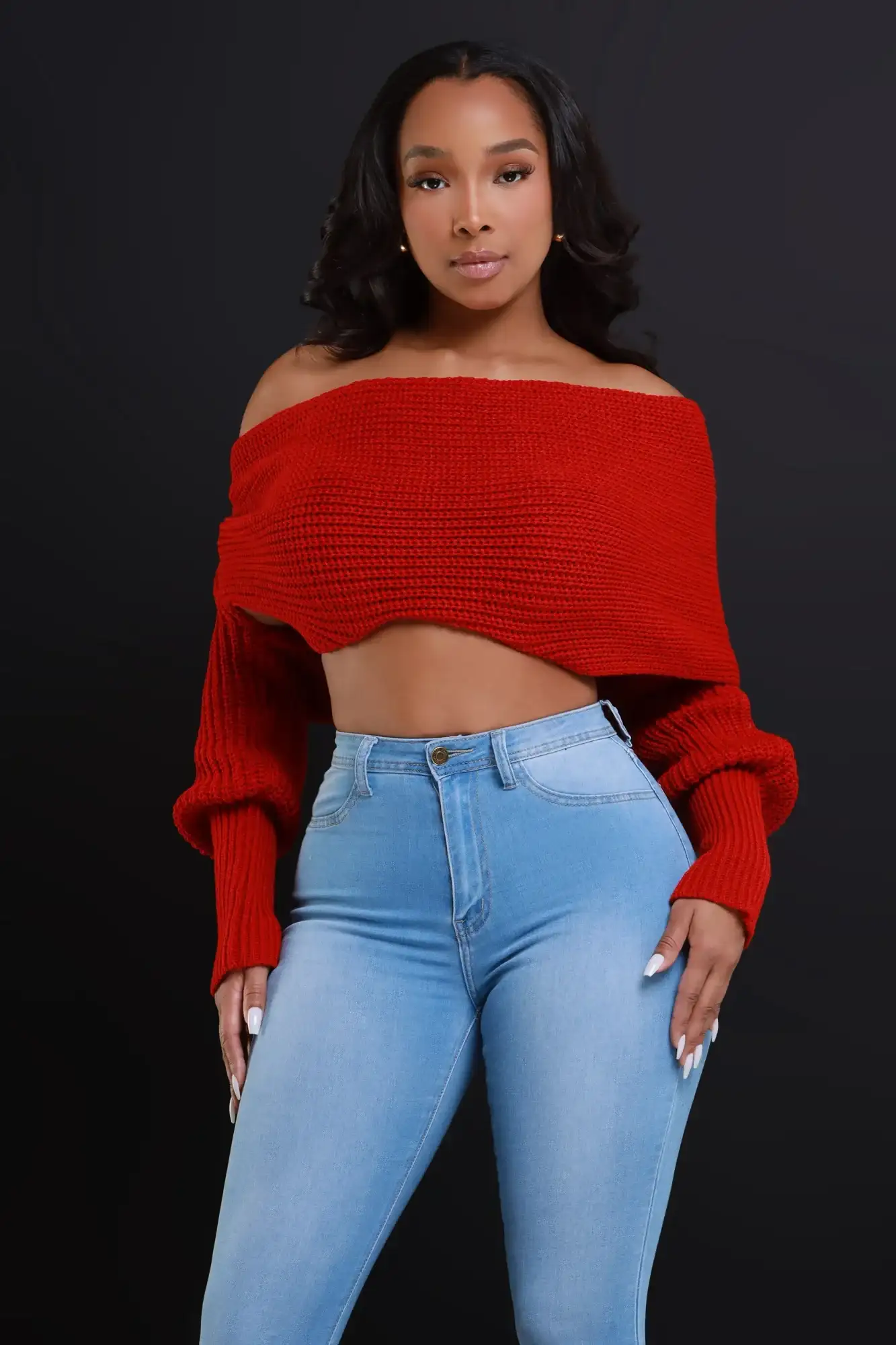 Image of Multi Way Wrap Sweater - Red