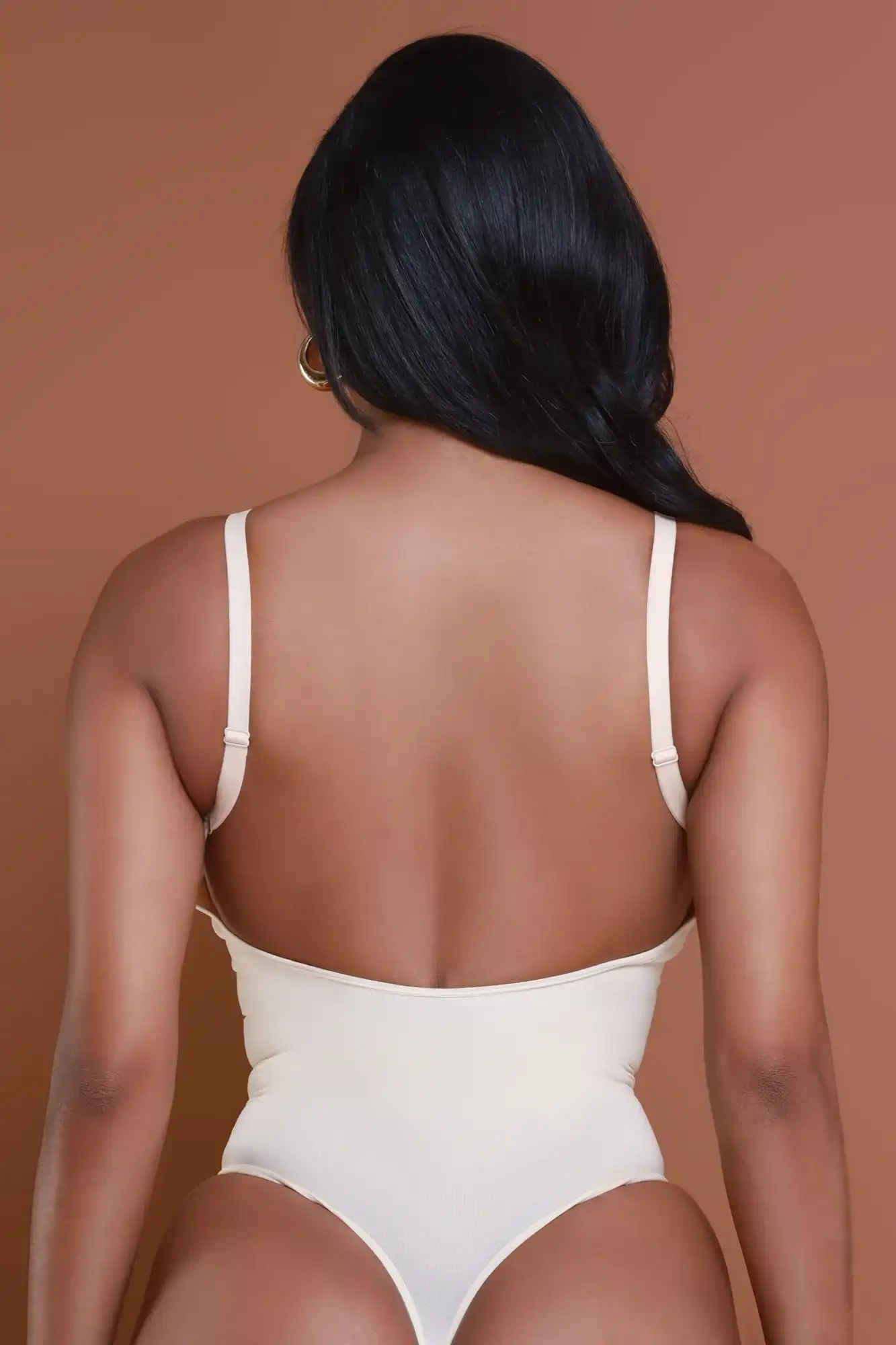 Image of Seamless Sculpting Open Back Thong Body Shaper - Sand No.185