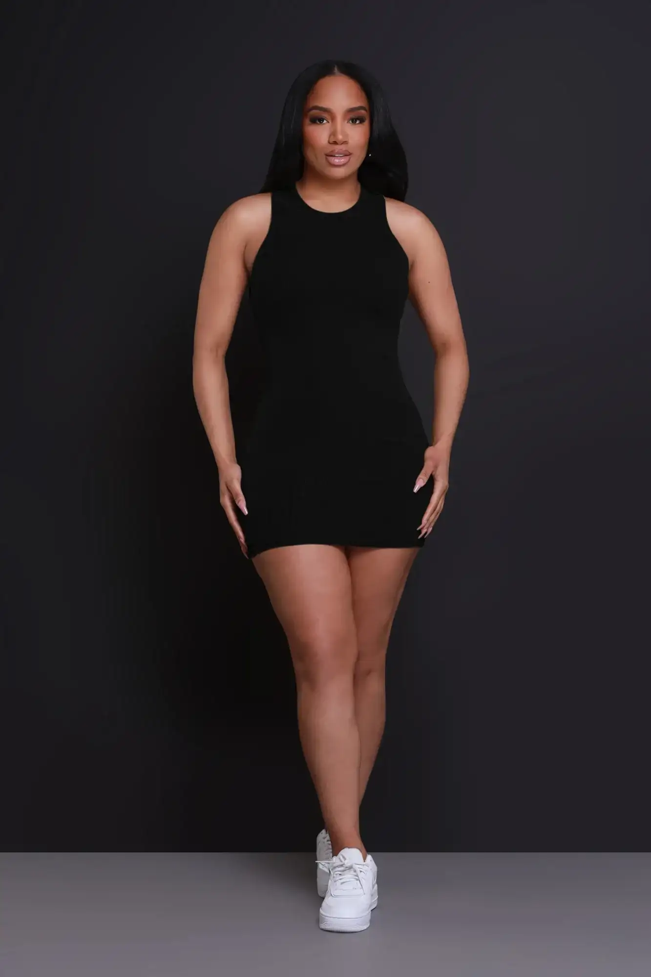 Image of Front Row NUW Ribbed Mini Dress - Black