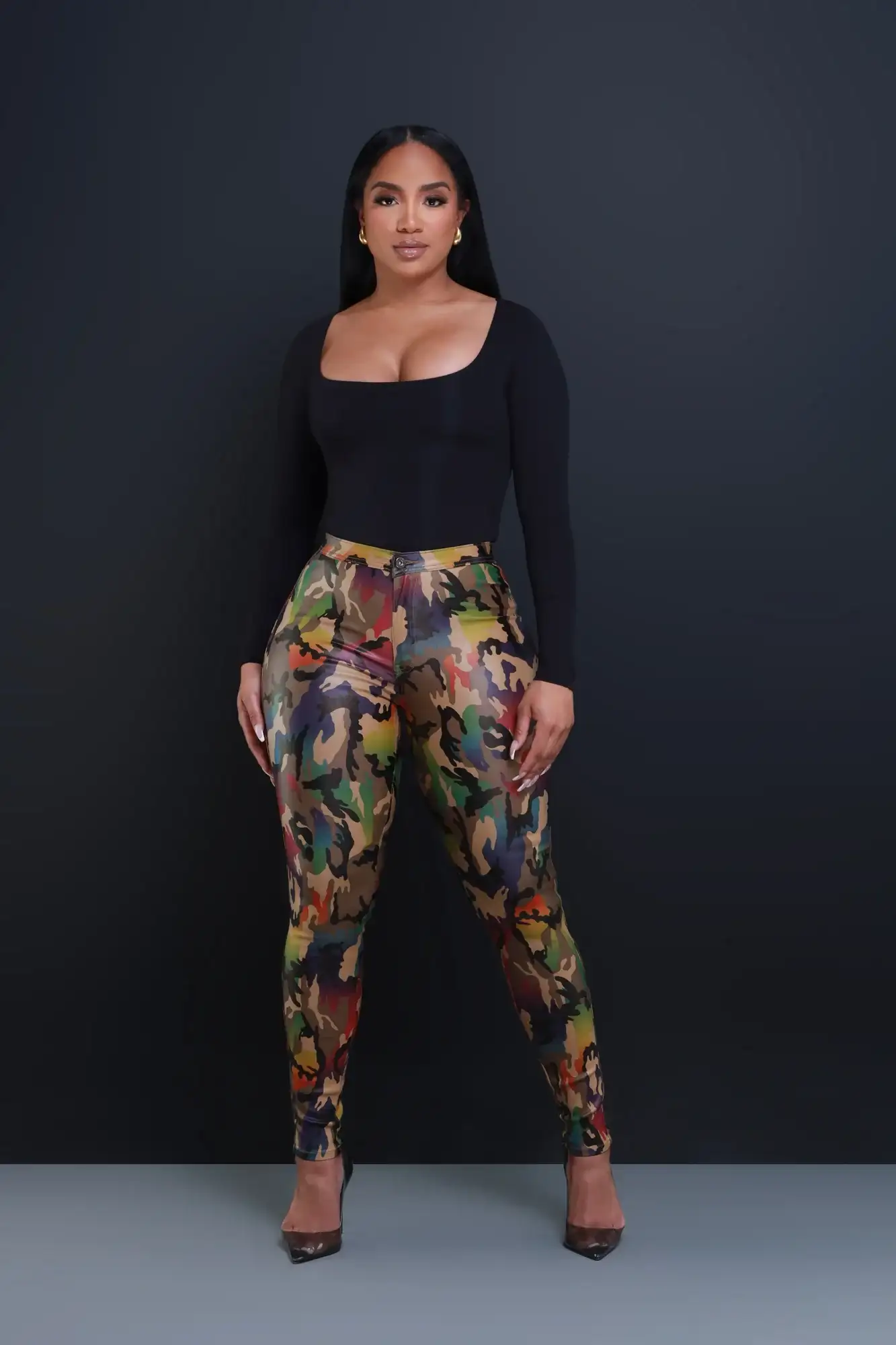 Image of Can't Survive Faux Leather High Rise Pants - Camo