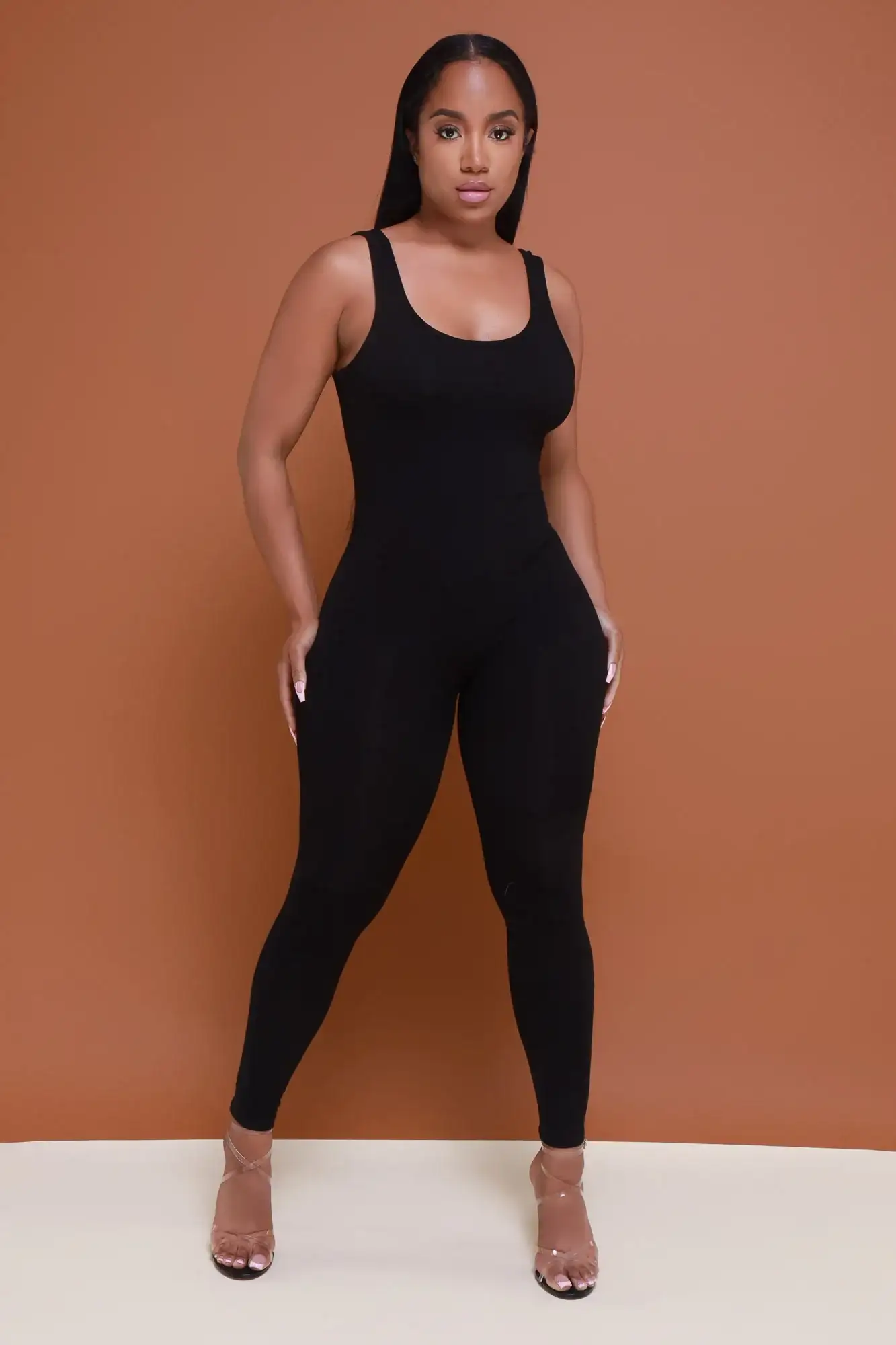 Image of Hit The Spot Sleeveless Jumpsuit - Black