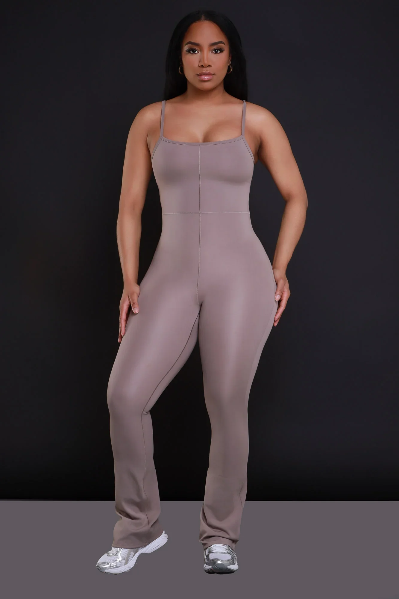Image of No Reply NUW Sleeveless Flare Jumpsuit - Ash