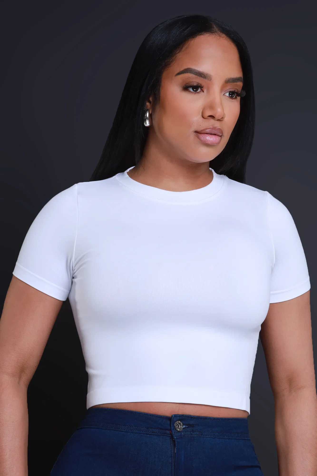 Image of The Perfect Short Sleeve Cropped T-Shirt - White
