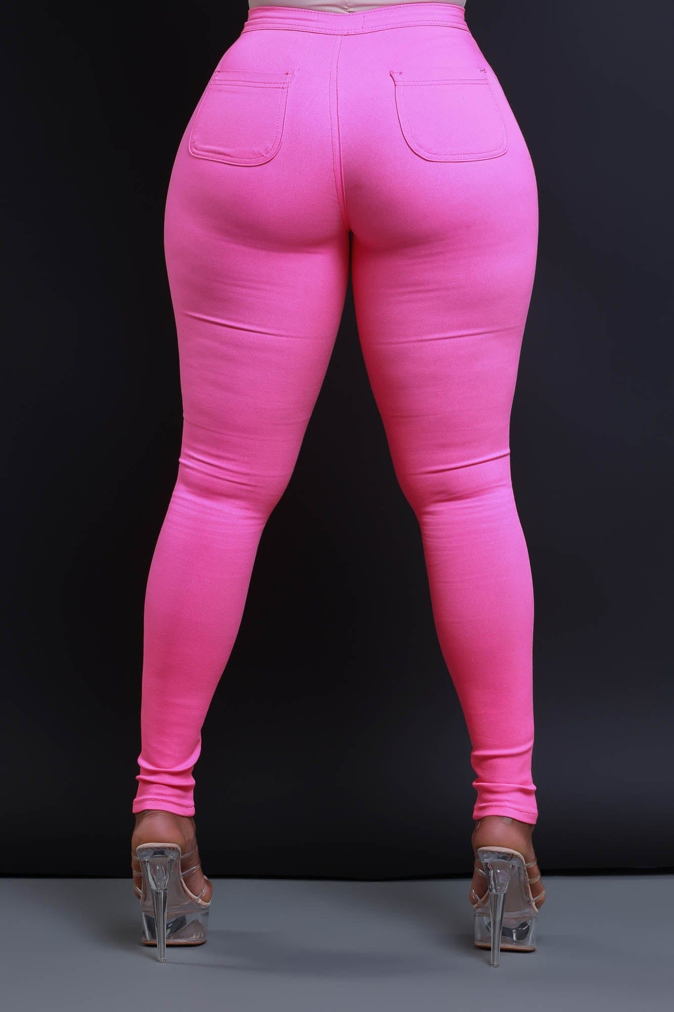 Image of Super Swank High Waist Stretchy Jeans - Neon Pink