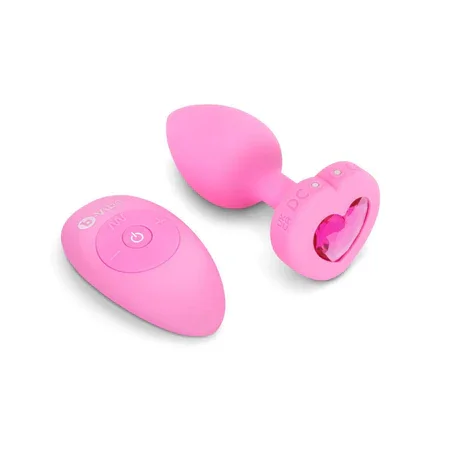 b-Vibe Vibrating Heart Butt Plug Pink Small Medium