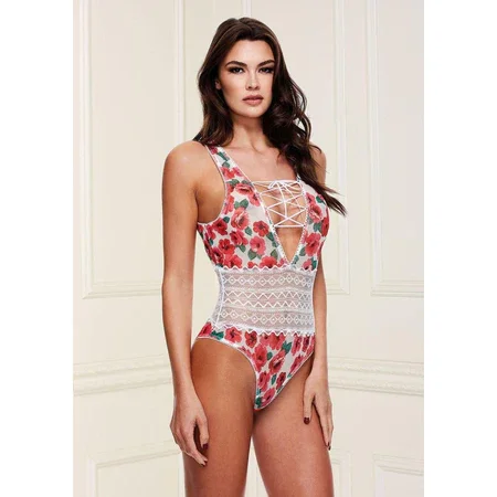 Baci Floral &amp; Lace Teddy White