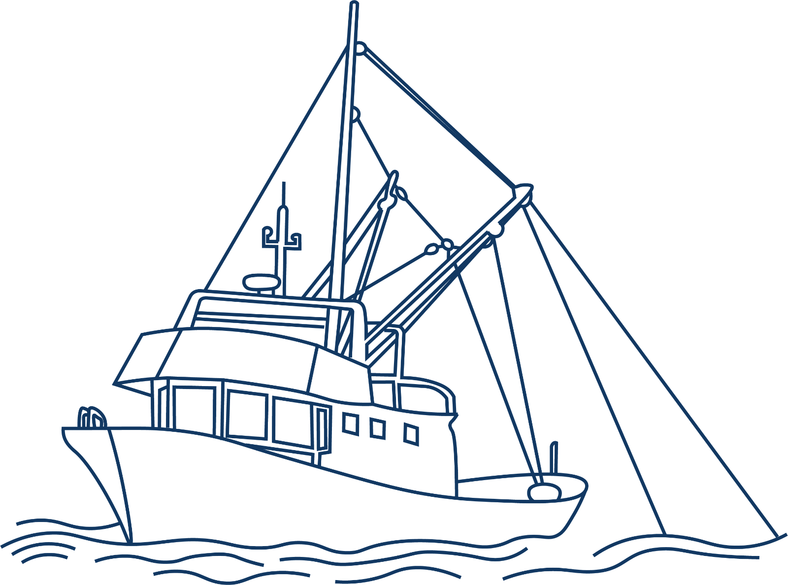 ClipArt Outline of Fish Boat