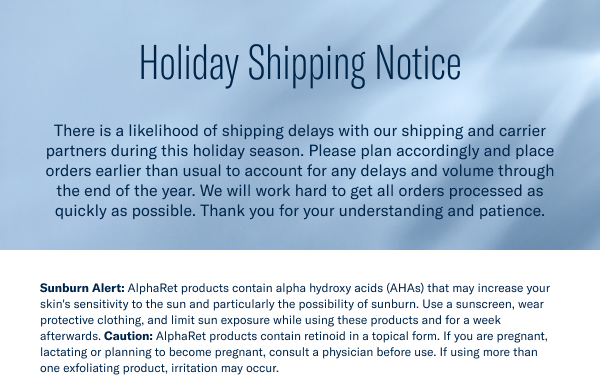 Holiday Shipping Notice