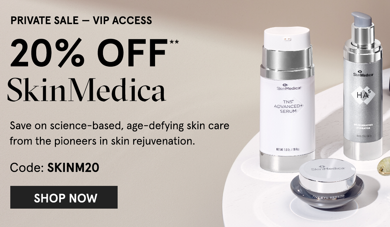 20% off SkinMedica with code: SKINM20