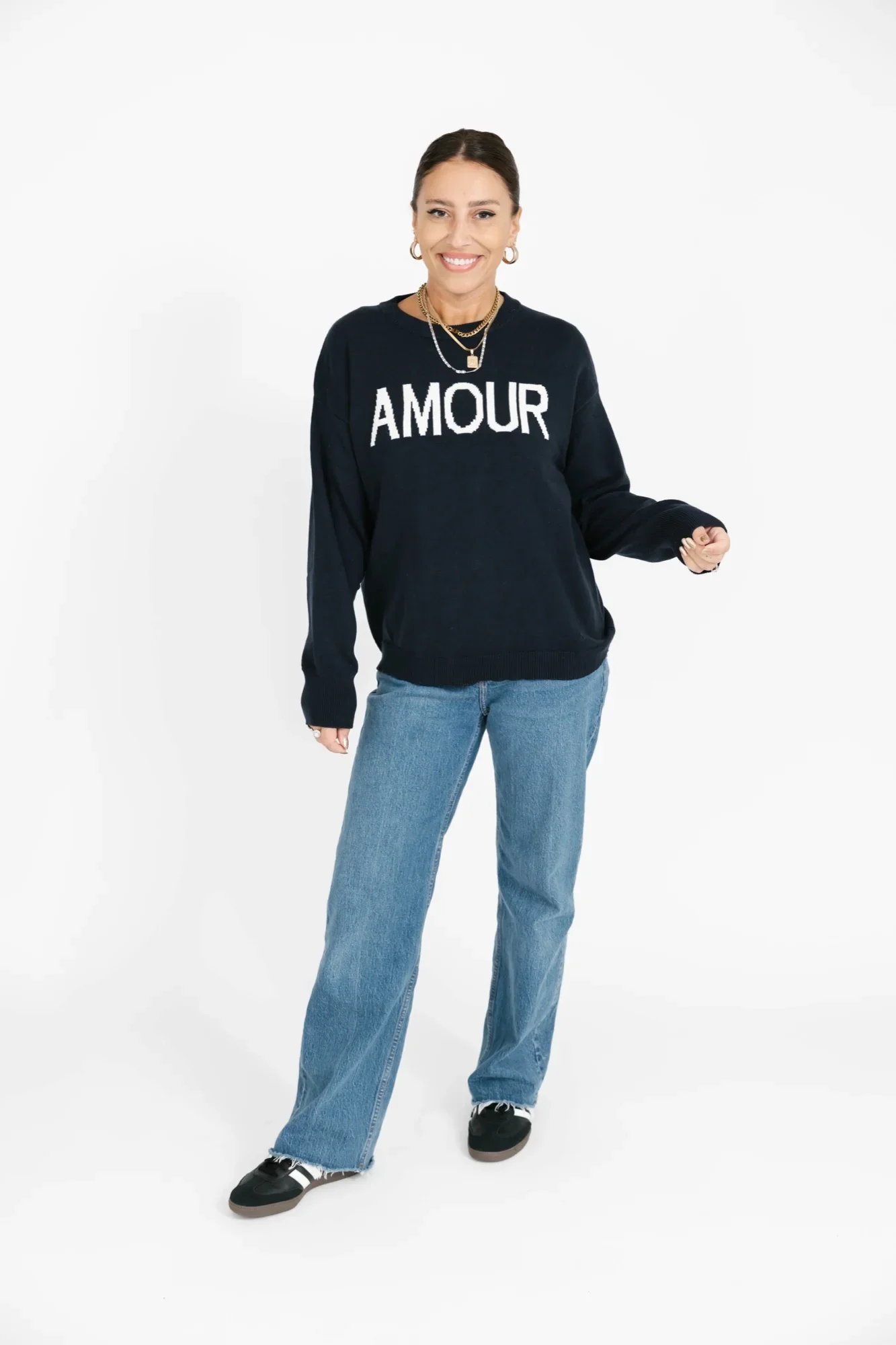 Image of Amour Sweater in Navy/Ivory