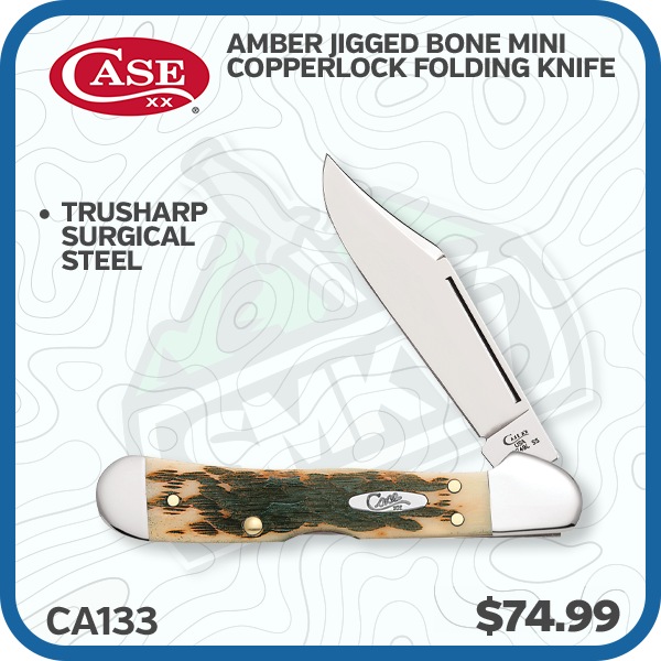 Case Amber Jigged Bone Mini CopperLock Folding Knife