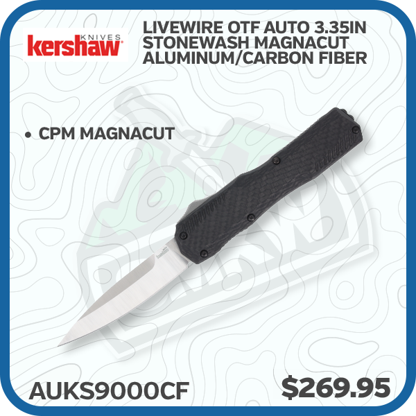 Kershaw Livewire OTF Auto 3.35in Stonewash MagnaCut Aluminum/Carbon Fiber