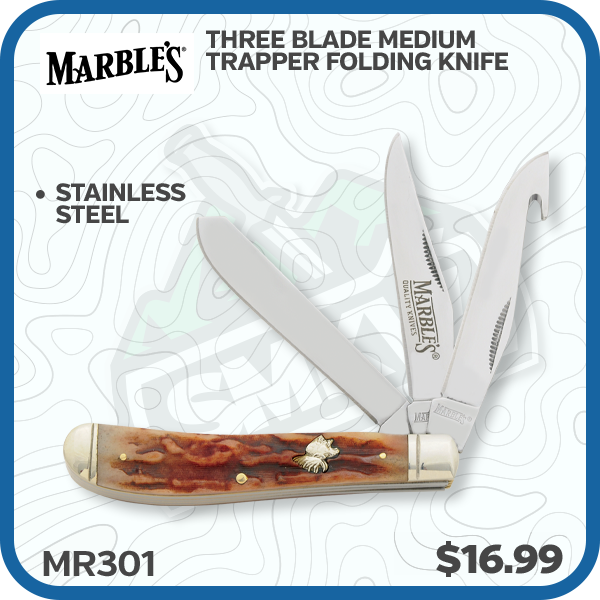 Marbles Three Blade Medium Trapper Folding Knife