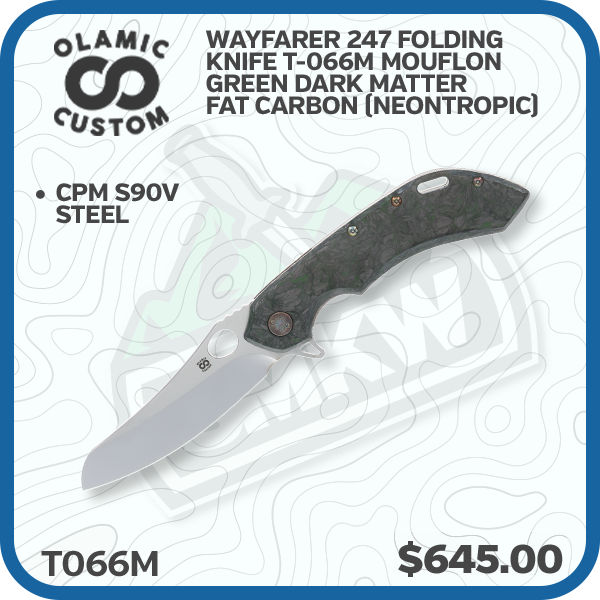 Olamic Wayfarer 247 Folding Knife T-066M Mouflon Green Dark Matter Fat Carbon (Neontropic)