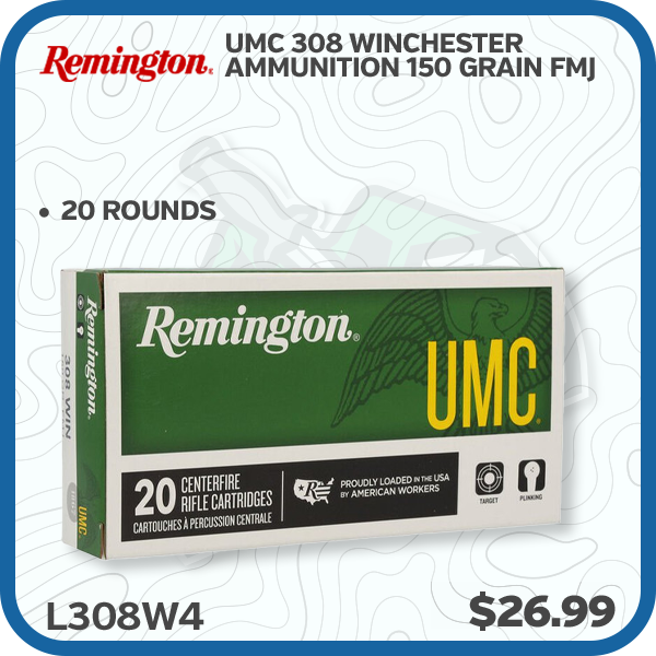 Remington UMC 308 Winchester Ammunition 150 Grain FMJ 20 Rounds