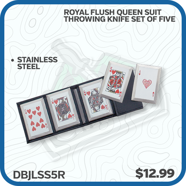 Royal Flush Queen Suit Throwing Knife Set of Five