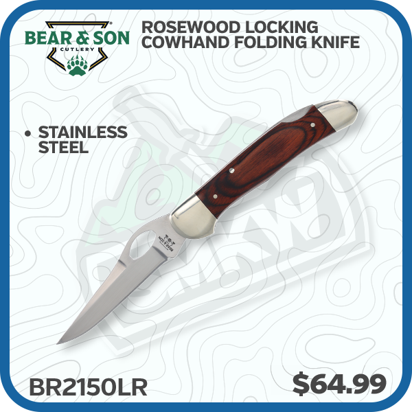 Bear & Son Rosewood Locking Cowhand Folding Knife