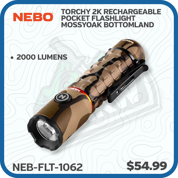 NEBO Torchy 2K Rechargeable Pocket Flashlight MossyOak Bottomland 2000 Lumens