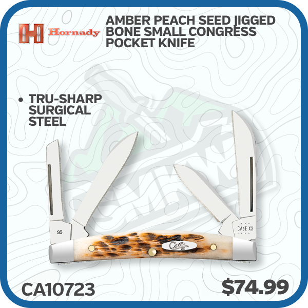 Case Amber Peach Seed Jigged Bone Small Congress Pocket Knife
