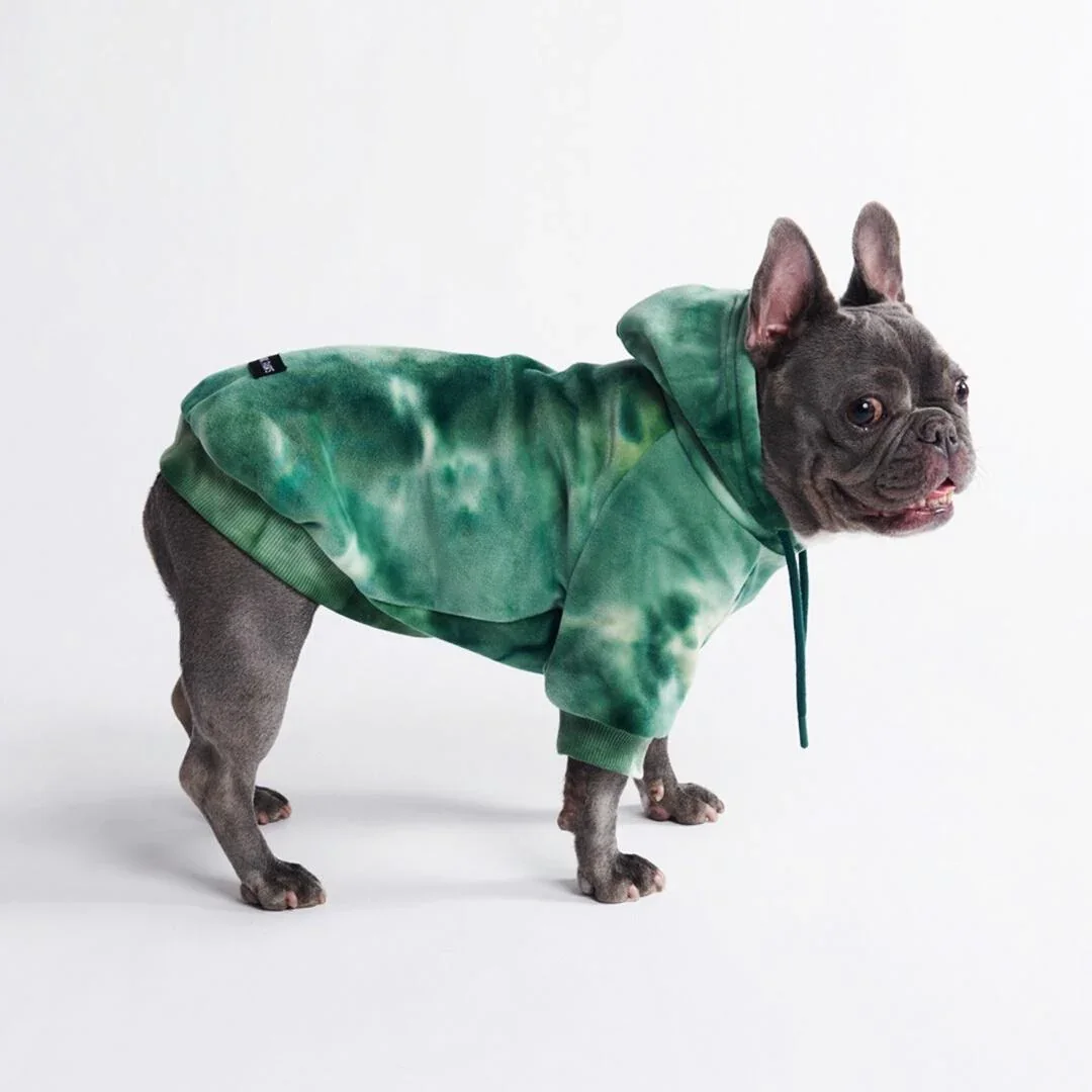 Image of Velvet Dog Hoodie - Emerald Green