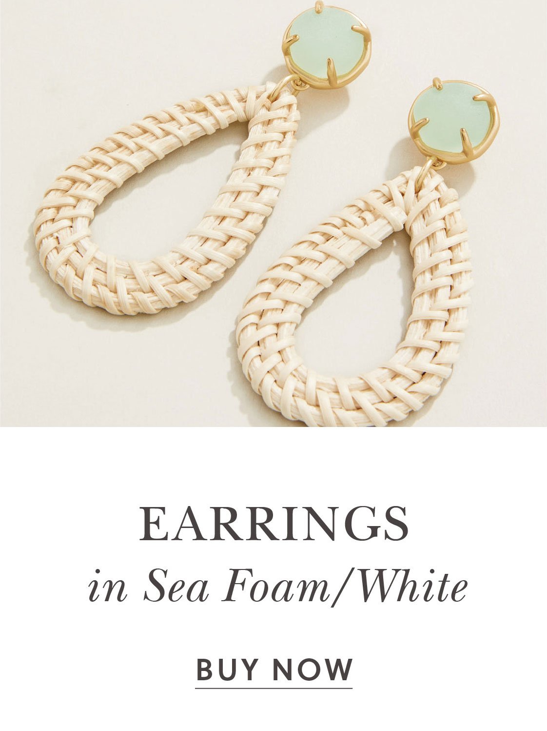 Poolside Wicker Earrings Sea Foam/White