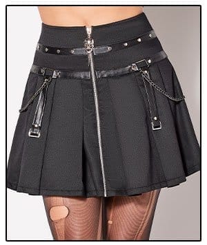 Skull Chain Zipper Skirt