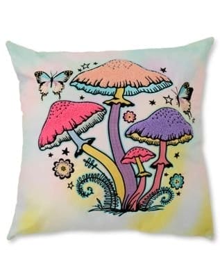 Tie Dye Mushroom Butterfly Pillow