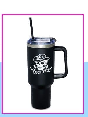Skeleton Cowboy Travel Mug with Straw - 40 oz.