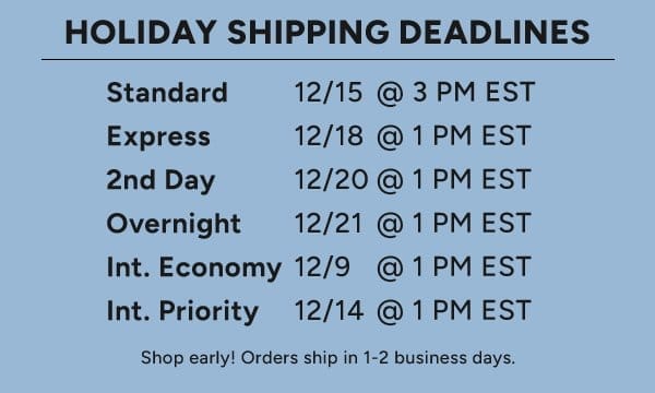 Holiday Shipping Deadlines