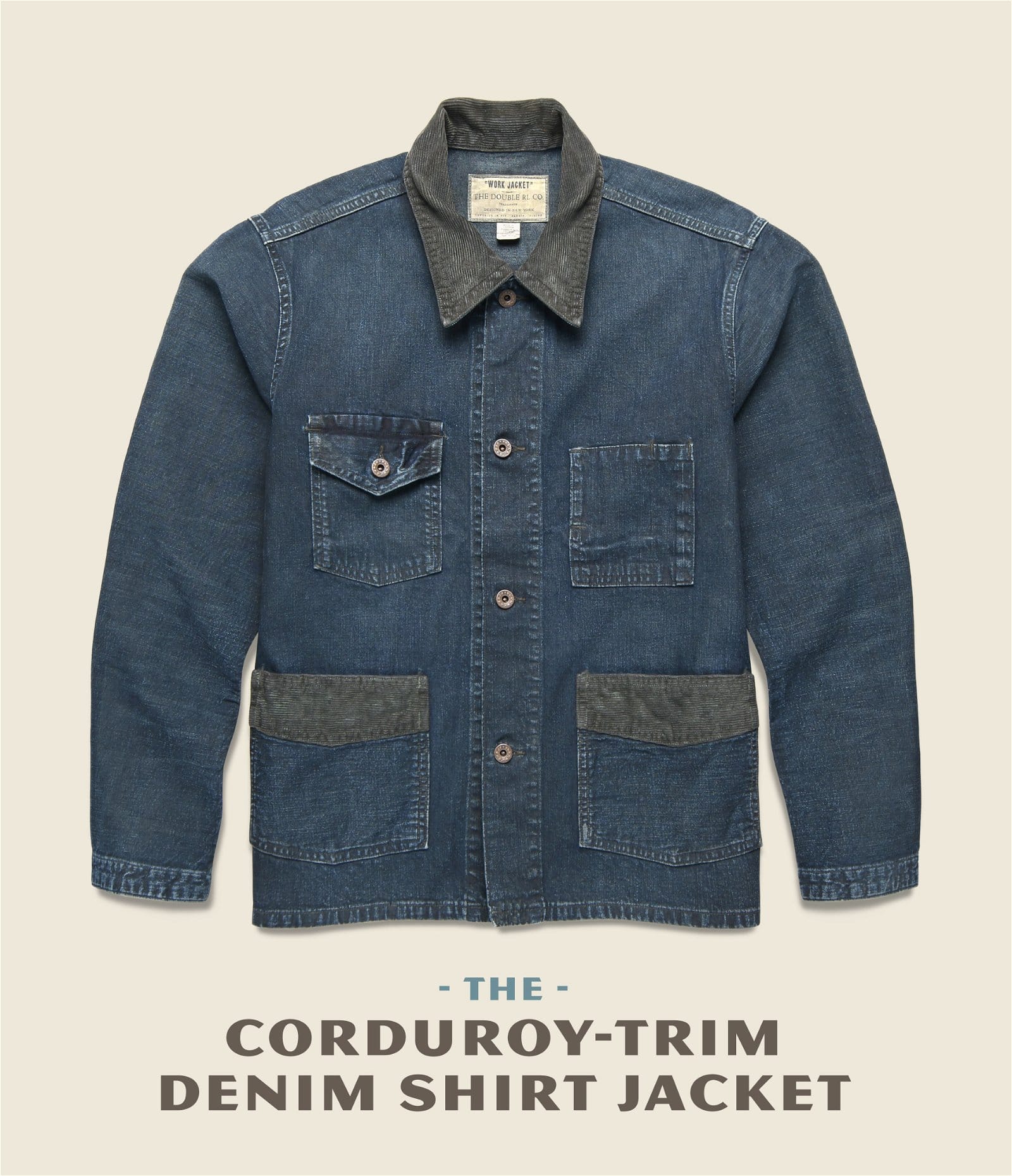 The Corduroy-Trim Denim Shirt Jacket