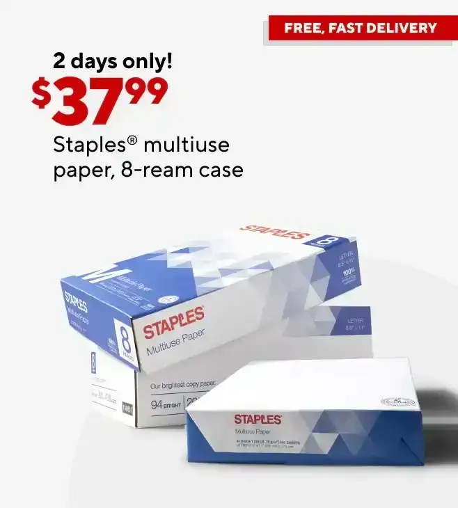 Only \\$37.99 for Staples multiuse copy paper, 8.5
