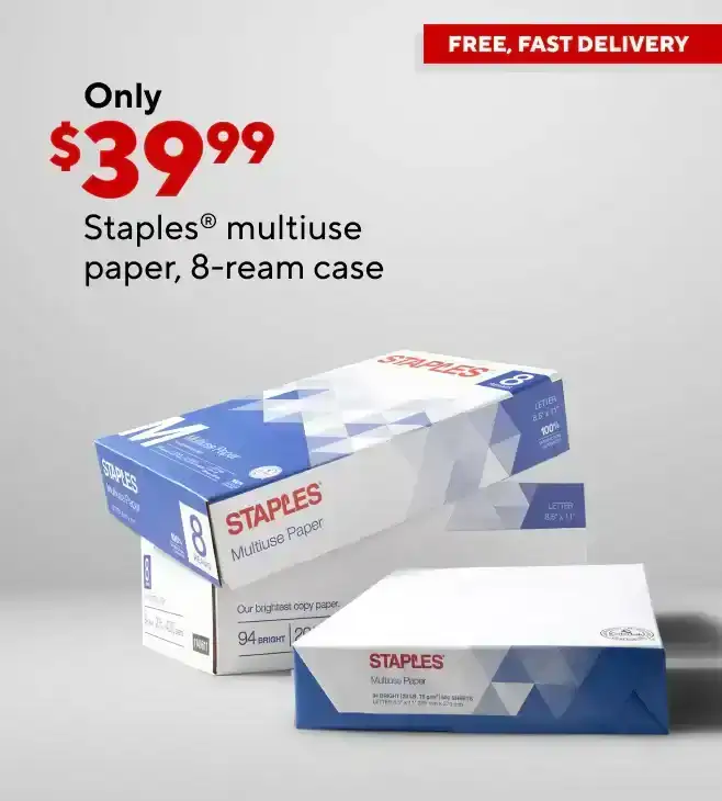 Only \\$39.99 for Staples multiuse copy paper, 8.5