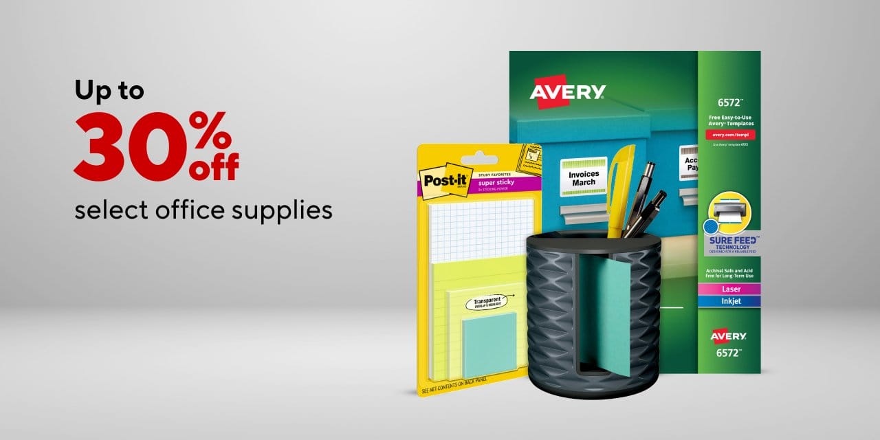 Save up to 30% off Office Supplies