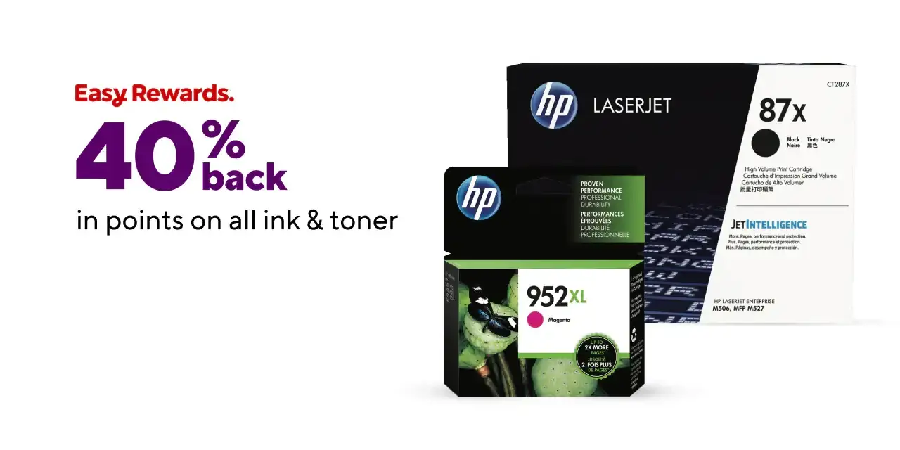 40% back in points on all ink and toner.
