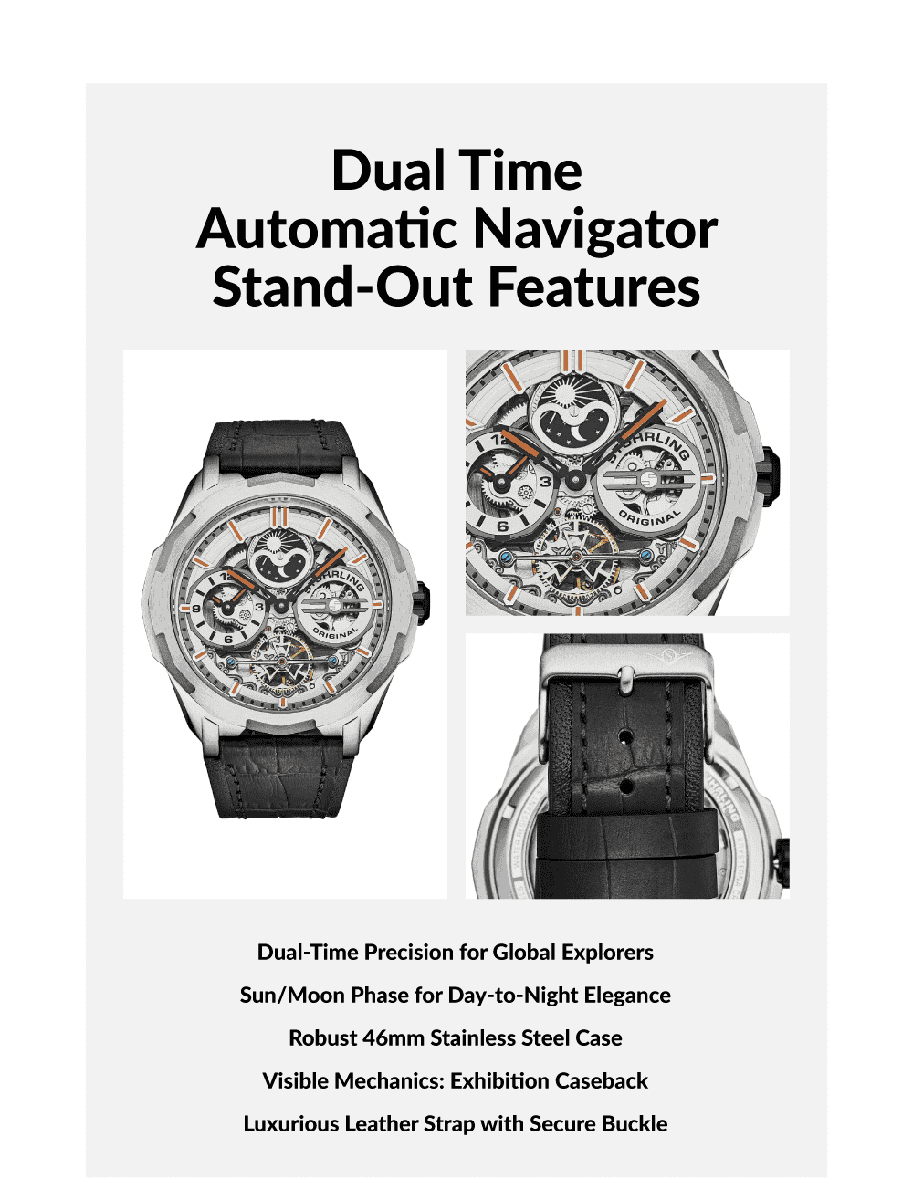 Dual Time Automatic Navigator Stand-Out Features: