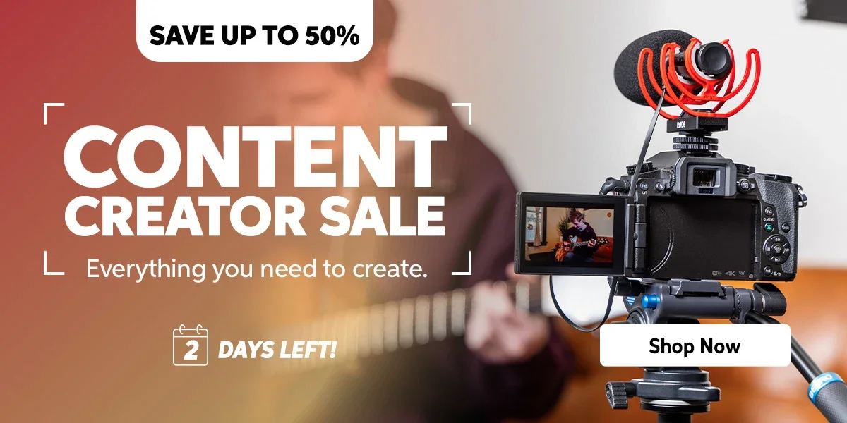 Content Creator Sale: Everything you need to create. Save up to 50%. Ends February 23. Shop now.