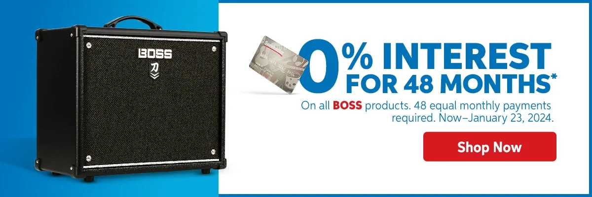 0% Interest for 48 Months. On all BOSS Products. 48 equal monthly payments required. Now-January 23, 2024. Shop Now.