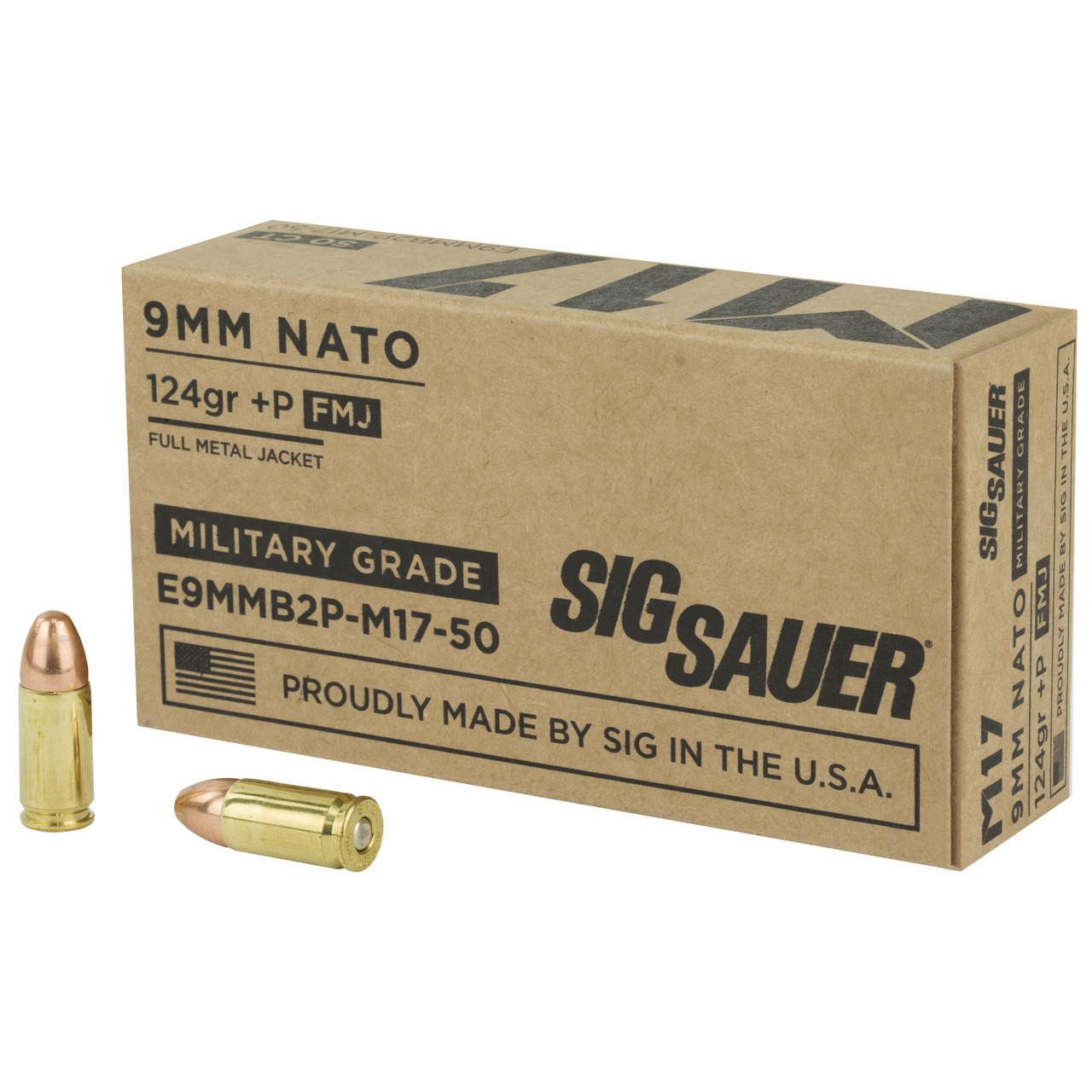 Image of Sig Ammo 9mm M17 124gr +p Fmj 50/100