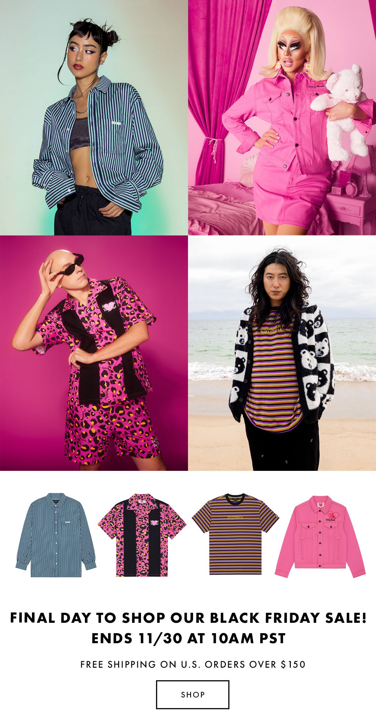 Four models wearing various Sale Items, and product images of sale items.