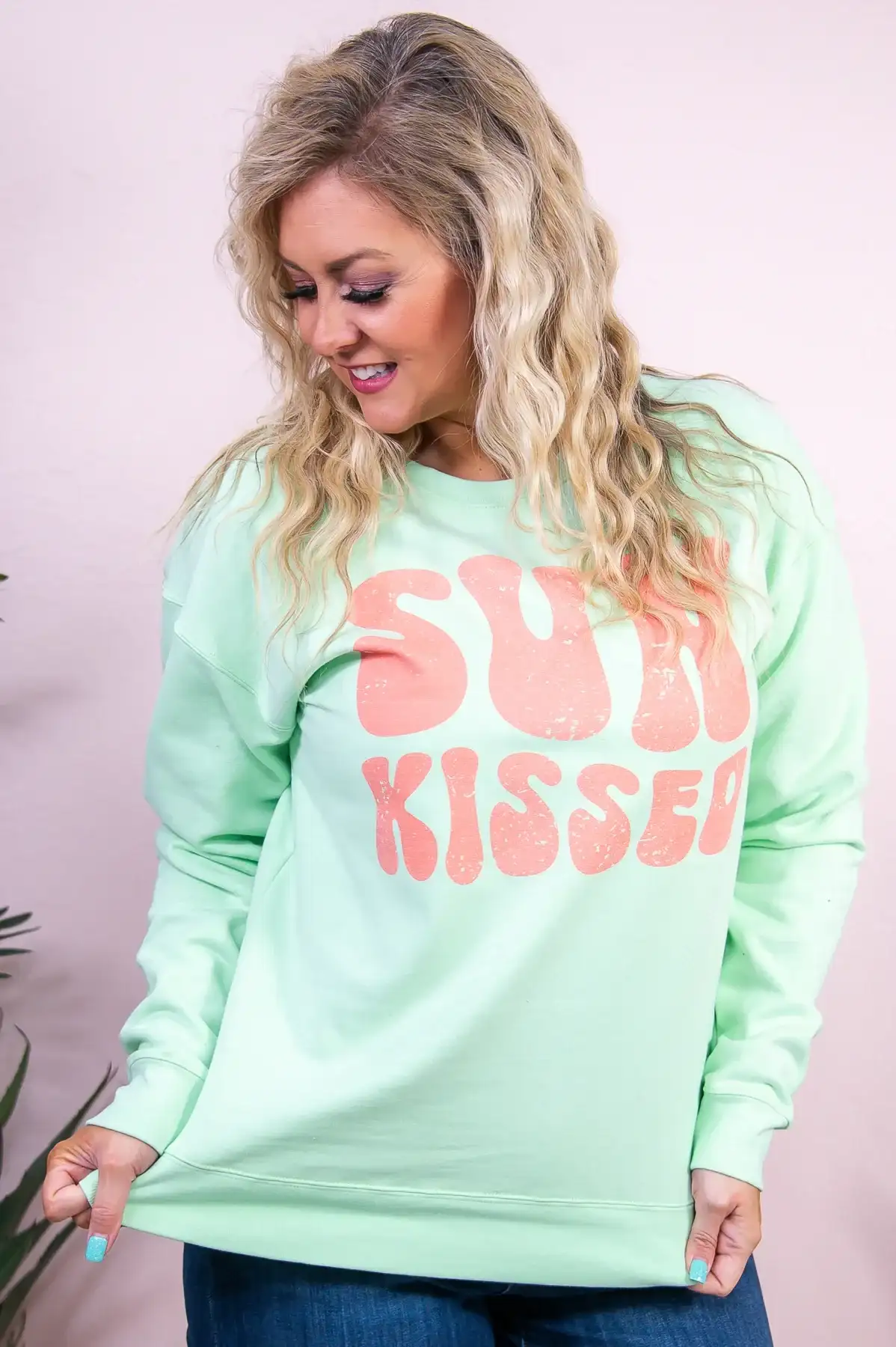 Image of Sunkissed Neo Mint Graphic Sweatshirt - A3334NMT