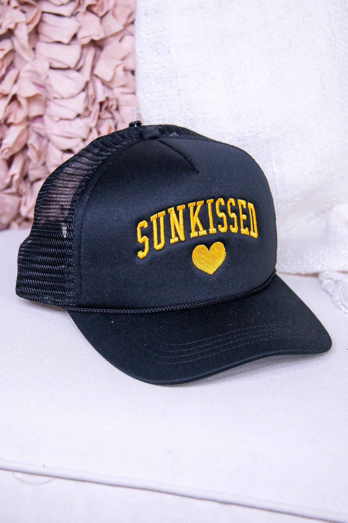 Image of Sunkissed Black/Mustard Foam Trucker Hat - HAT1498BK